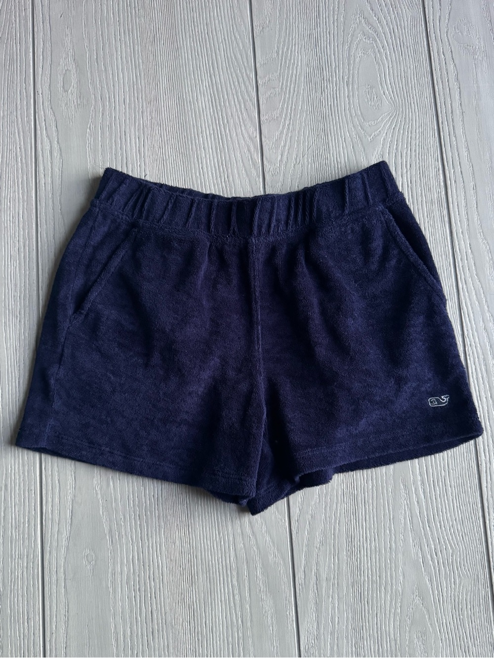 Girls terry cloth shorts, navy blue vineyard vines, medium 10-12